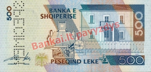 500 Lekų banknoto galinė pusė