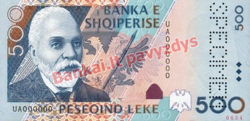 500 Lekų banknoto priekinė pusė