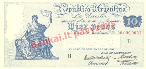 10 Pesų banknoto priekinė pusė