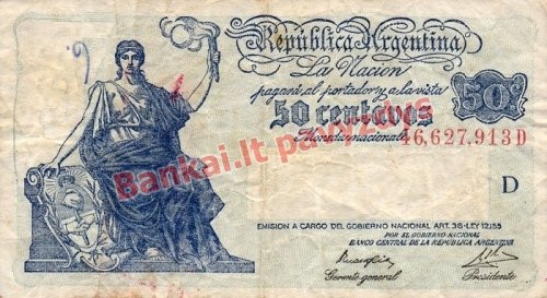 50 Centavų banknoto priekinė pusė