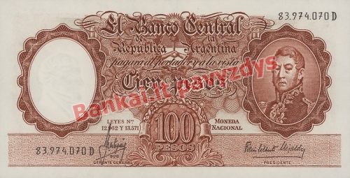 100 Pesų banknoto priekinė pusė
