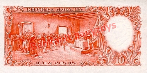 10 Pesų banknoto galinė pusė