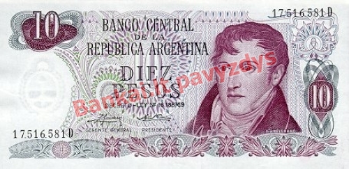10 Pesų banknoto priekinė pusė
