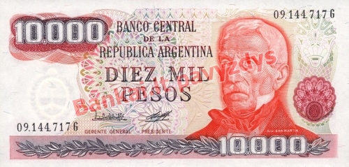 10000 Pesų banknoto priekinė pusė