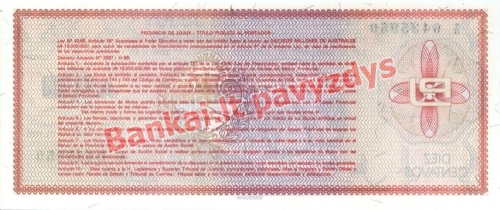 10 Centavų banknoto galinė pusė