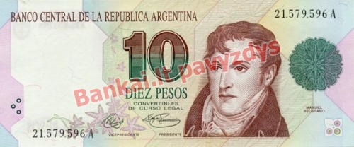 10 Pesų banknoto priekinė pusė