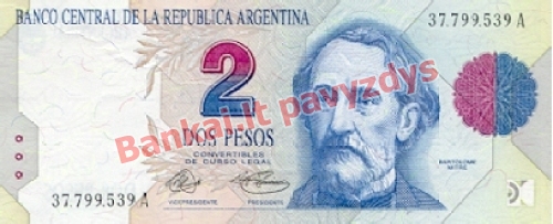 2 Pesų banknoto priekinė pusė
