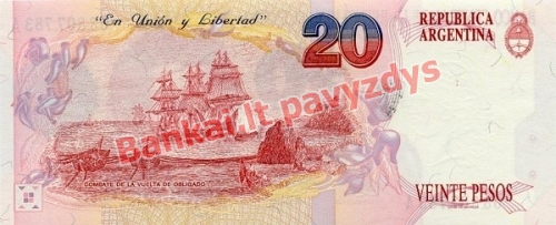 20 Pesų banknoto galinė pusė