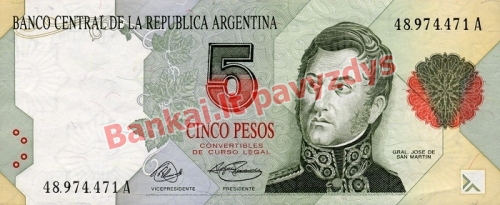 5 Pesų banknoto priekinė pusė