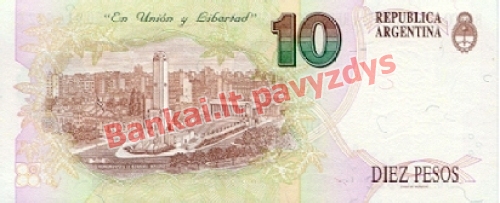 10 Pesų banknoto galinė pusė