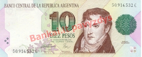 10 Pesų banknoto priekinė pusė