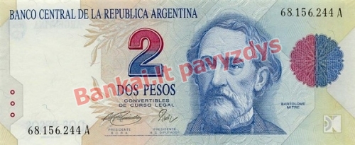 2 Pesų banknoto priekinė pusė