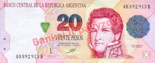 20 Pesos  banknoto priekinė pusė
