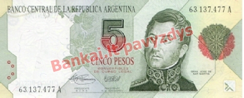 5 Pesų banknoto priekinė pusė