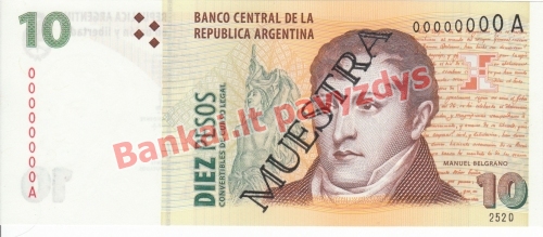 10 Pesų banknoto priekinė pusė