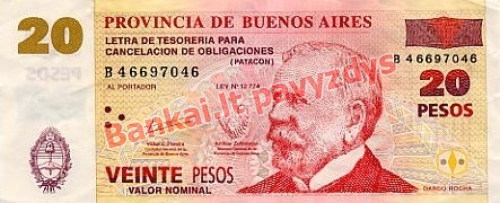 20 Pesų banknoto priekinė pusė