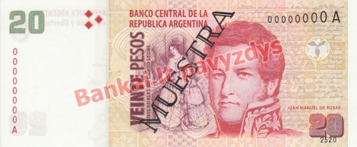 20 Pesų banknoto priekinė pusė
