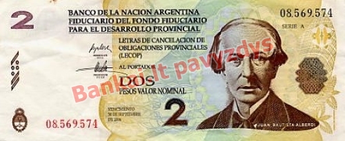 2 Pesos  banknoto priekinė pusė