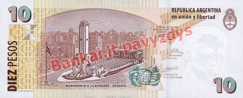 10 Pesų banknoto galinė pusė