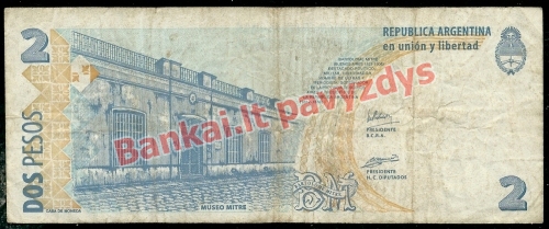 2 Pesų banknoto galinė pusė