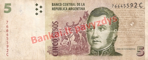 5 Pesų banknoto priekinė pusė