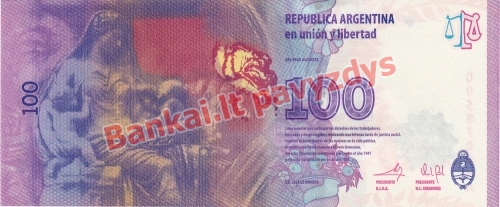 100 Pesų banknoto galinė pusė