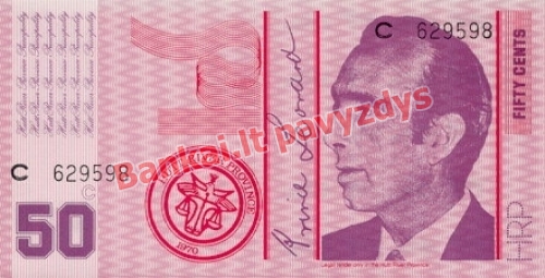 50 Centų banknoto priekinė pusė