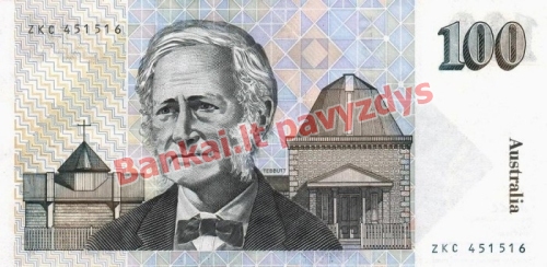 100 Dolerių banknoto galinė pusė