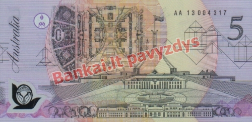 5 Dolerių banknoto galinė pusė