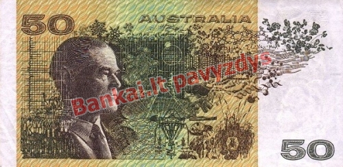 50 Dolerių banknoto galinė pusė