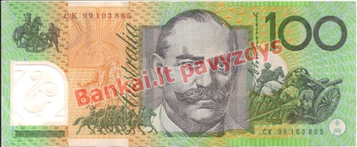100 Dolerių banknoto galinė pusė