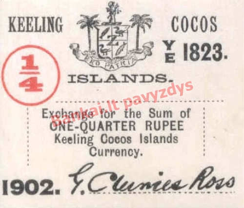 0.25 Rupijų banknoto priekinė pusė