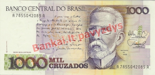 1000 Cruzadų banknoto priekinė pusė