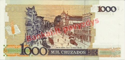 1 Cruzados Novo banknoto galinė pusė