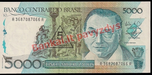 5 Cruzados Novų banknoto priekinė pusė
