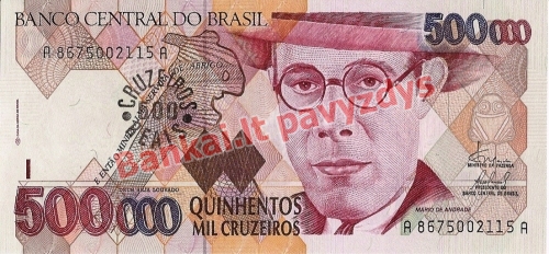 500 Cruzeiros Reaisų banknoto priekinė pusė
