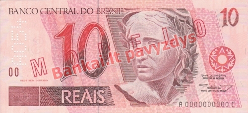 10 Reais banknoto priekinė pusė