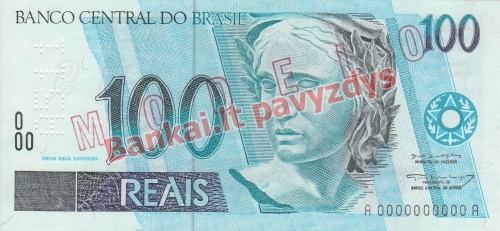100 Reais banknoto priekinė pusė