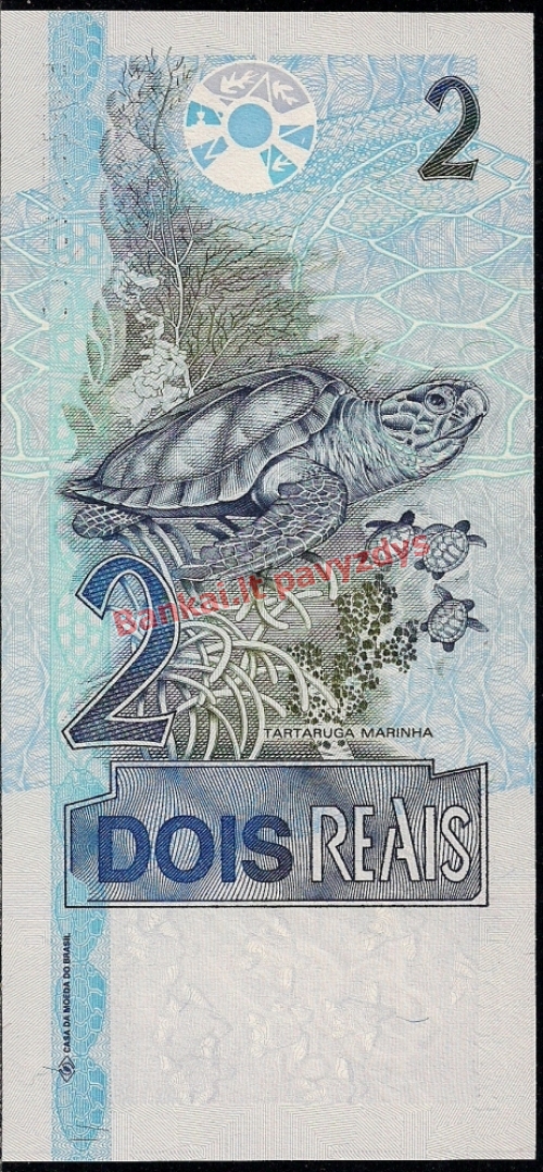 2 Reais banknoto galinė pusė
