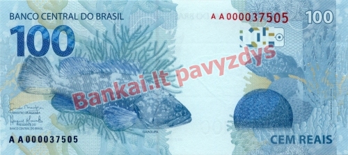 100 Reais banknoto galinė pusė