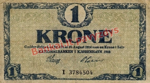 1 Kronos banknoto priekinė pusė