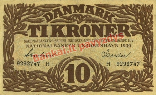 10 Kronų banknoto priekinė pusė