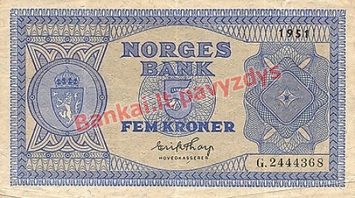 5 Kronų banknoto priekinė pusė