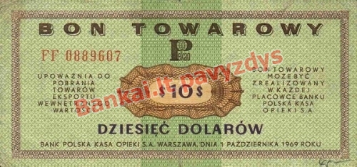 10 Dolerių banknoto priekinė pusė