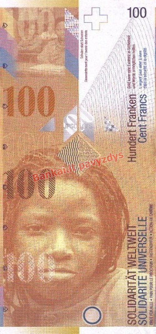 100 Frankų banknoto priekinė pusė