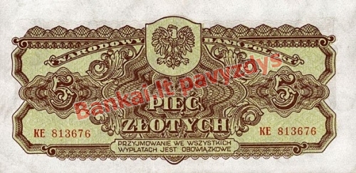 5 Zlotų banknoto priekinė pusė