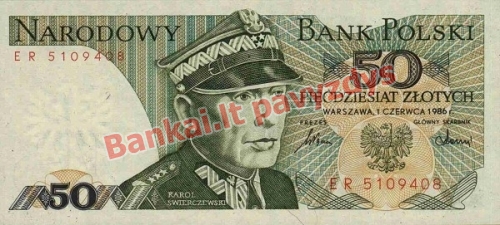 50 Zlotų banknoto priekinė pusė