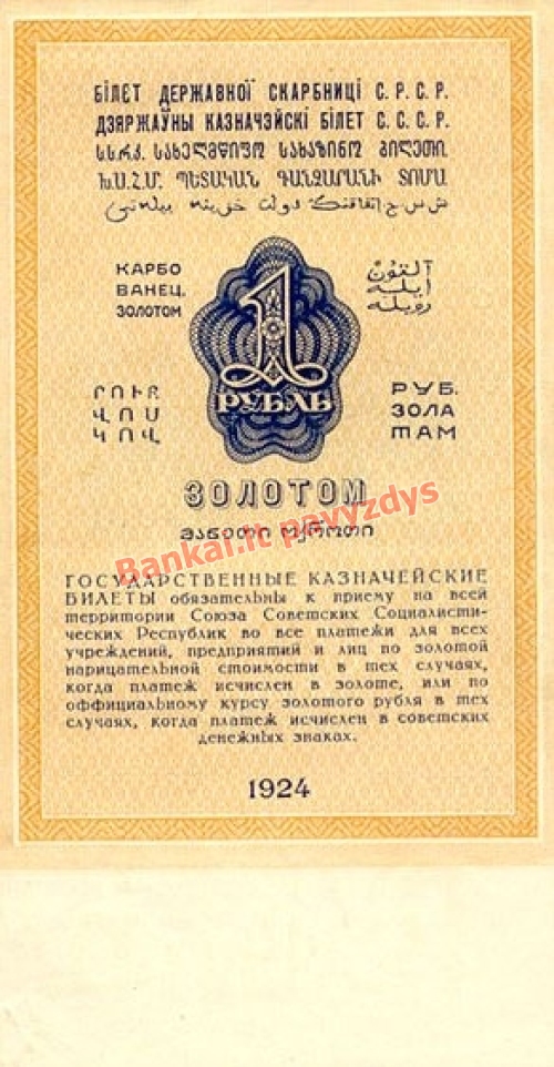 1 Rublio banknoto galinė pusė