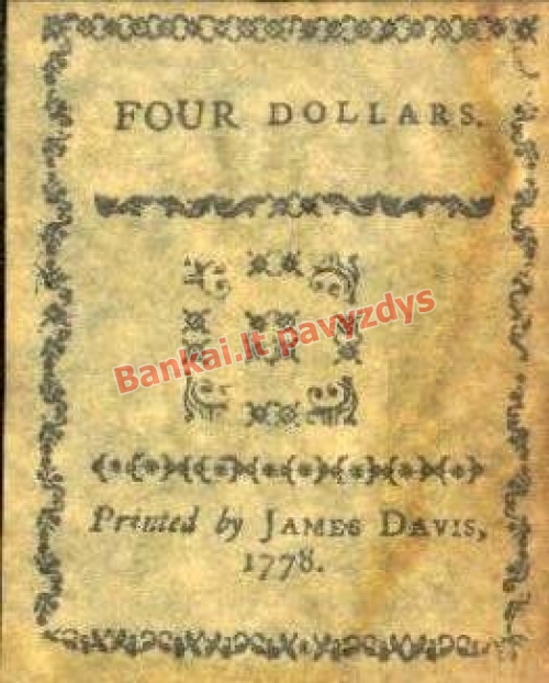 4 Dolerių banknoto galinė pusė