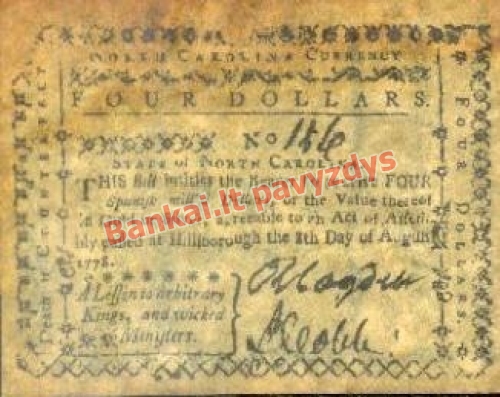 4 Dolerių banknoto priekinė pusė